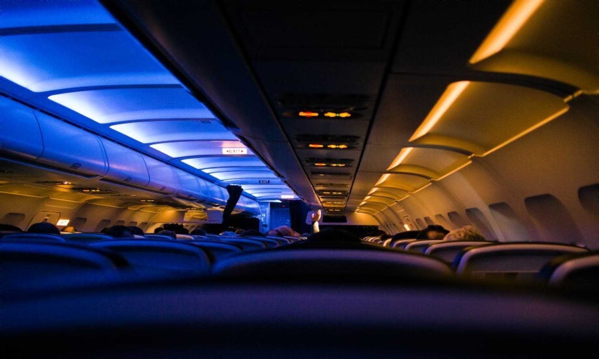  Inside of a British Airways cabin during a flight 