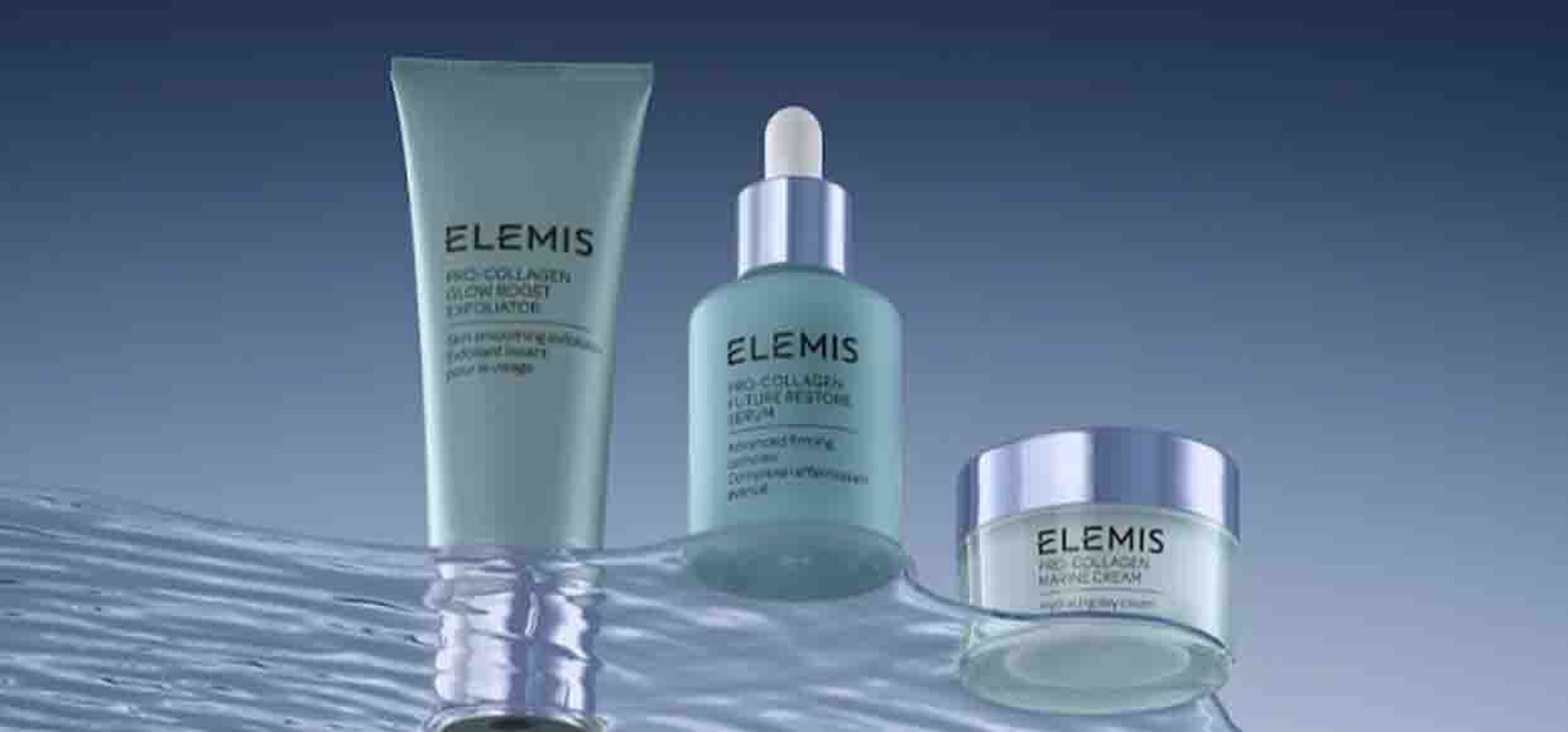 three beauty products in front of a grey backdrop