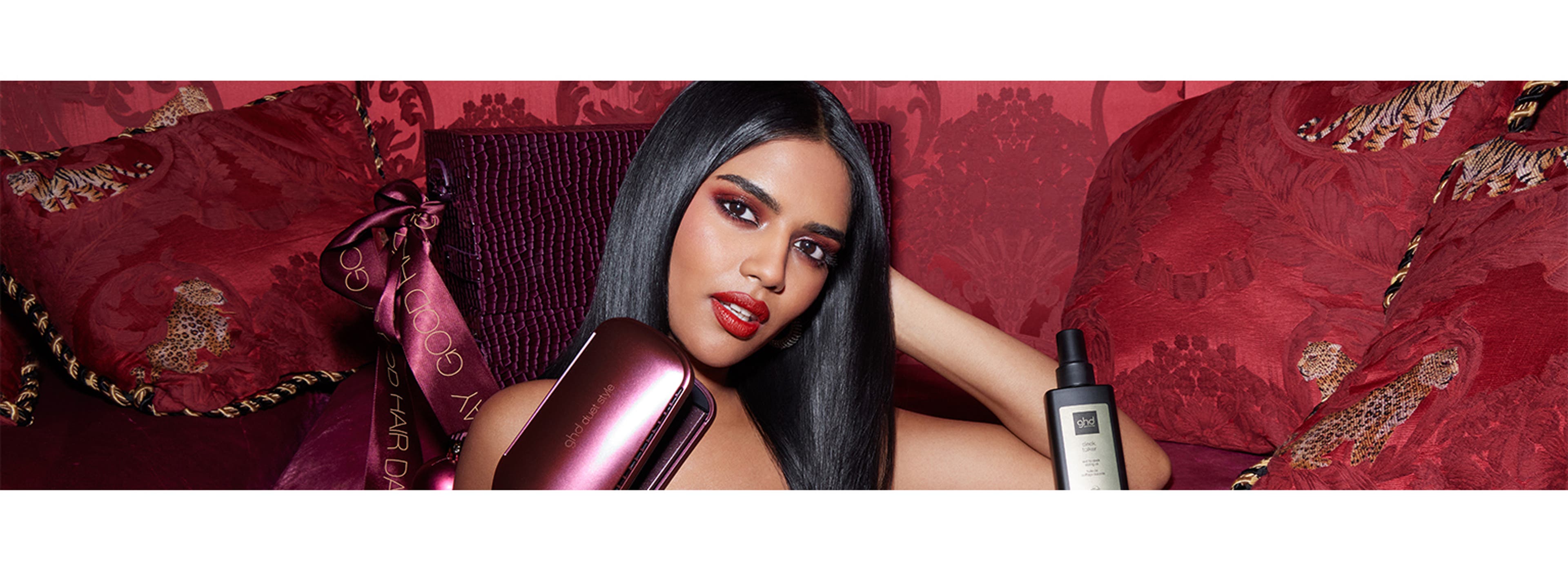 model holding straighteners