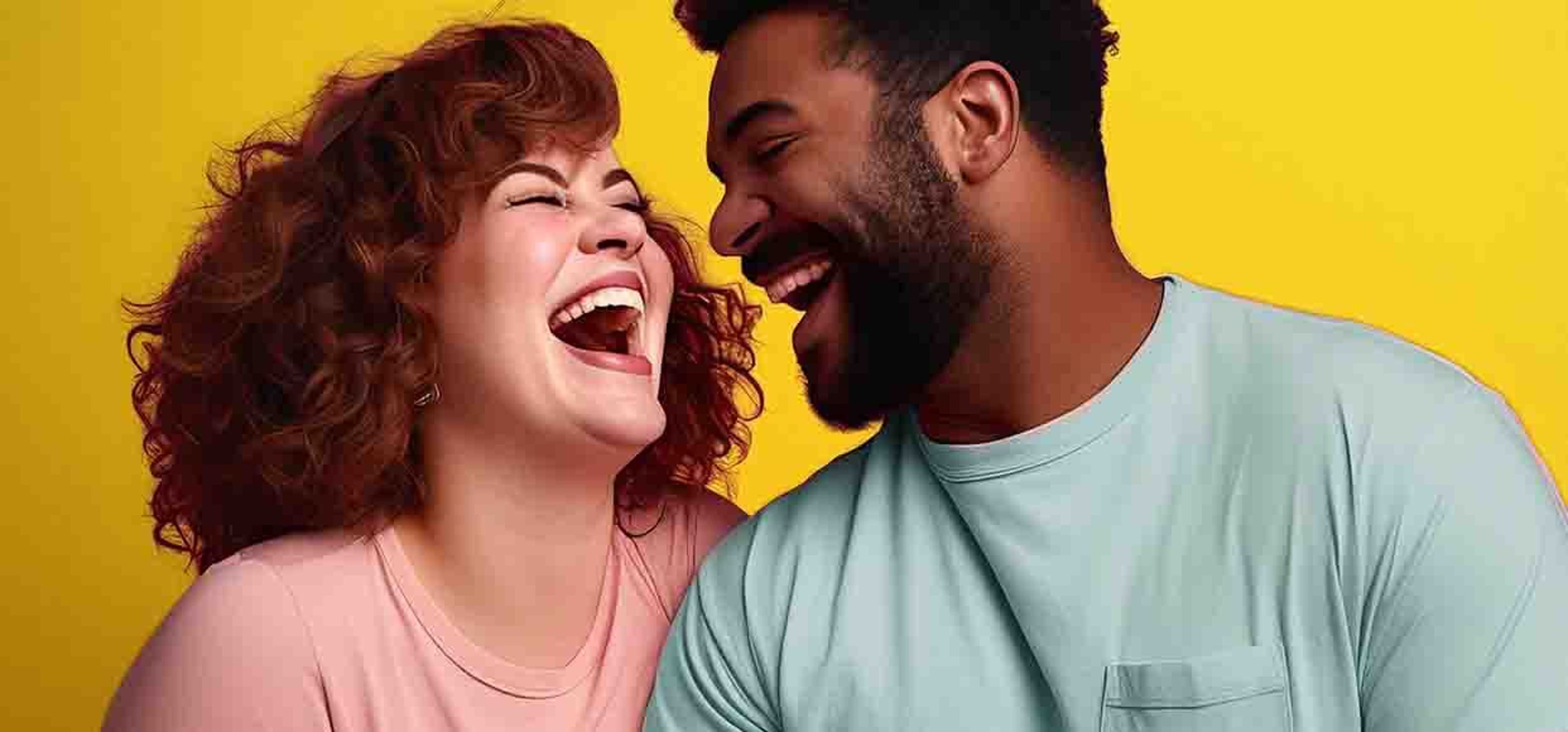 Ai generated image of a bi racial couple laughing together