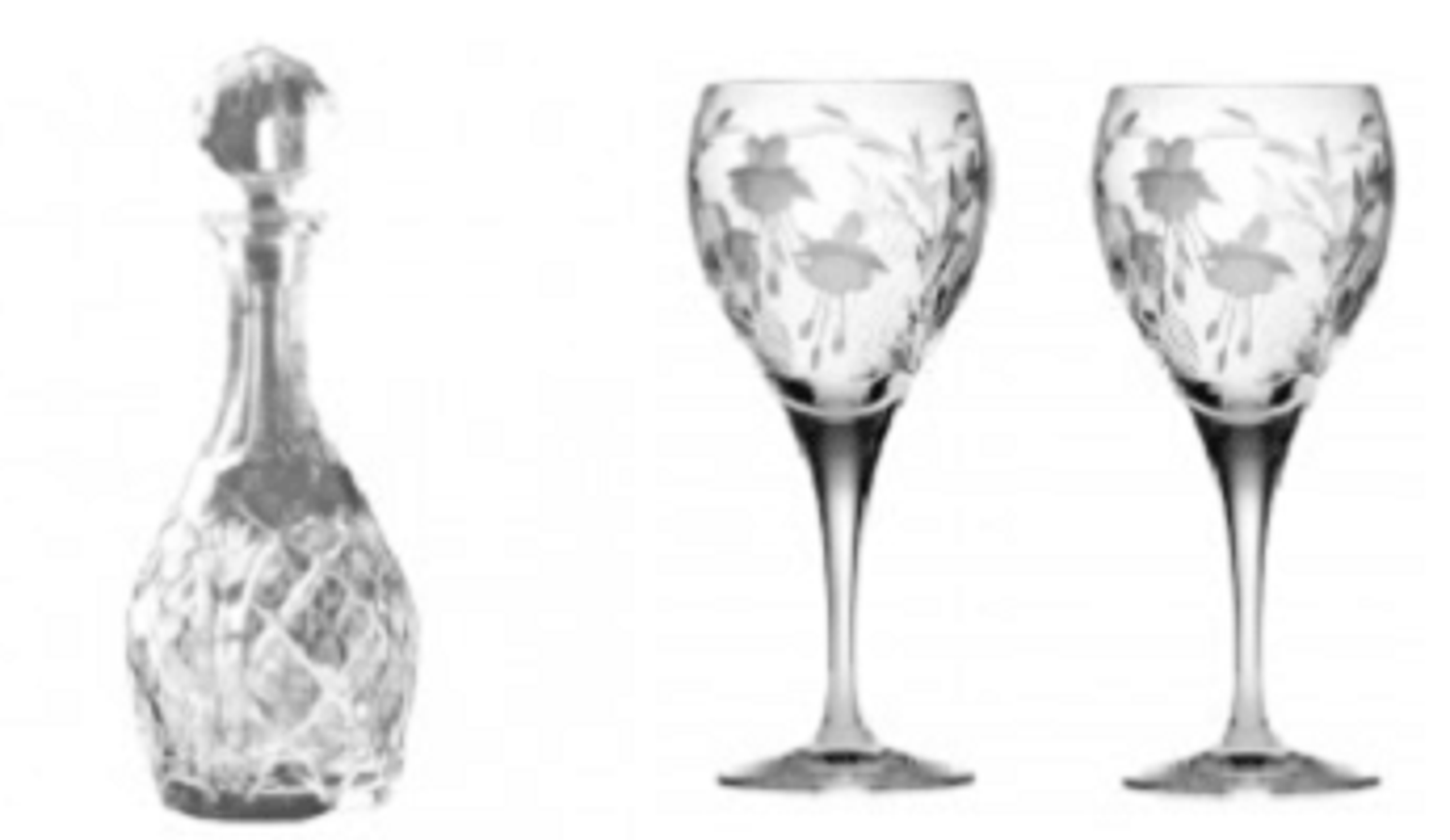 Havens crystal decanter and wine glasses 