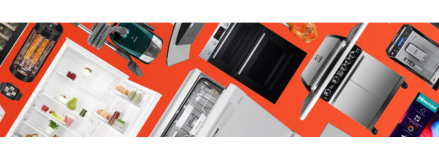  red background with house hold appliances 