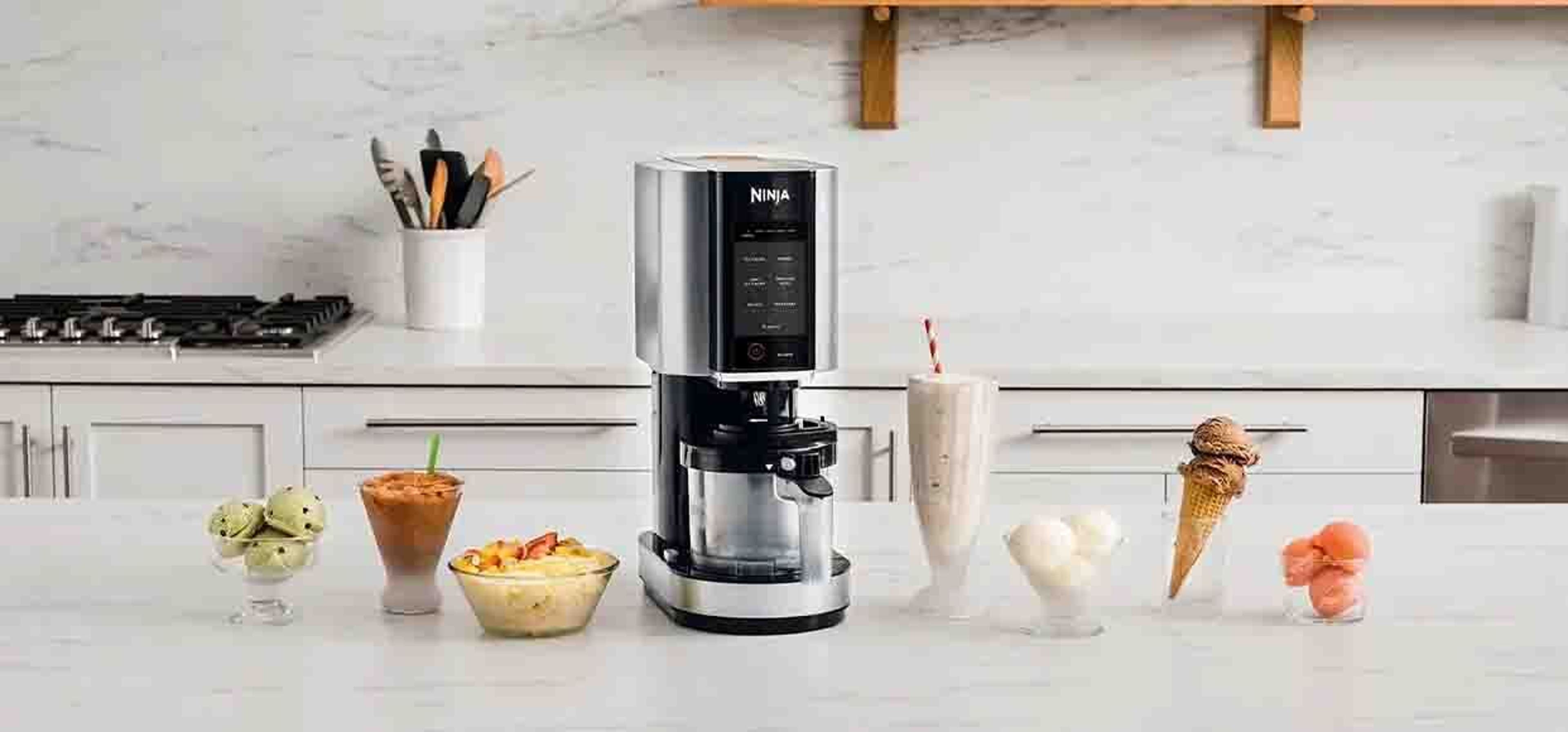 ninja ice cream and milkshake maker on kitchen island