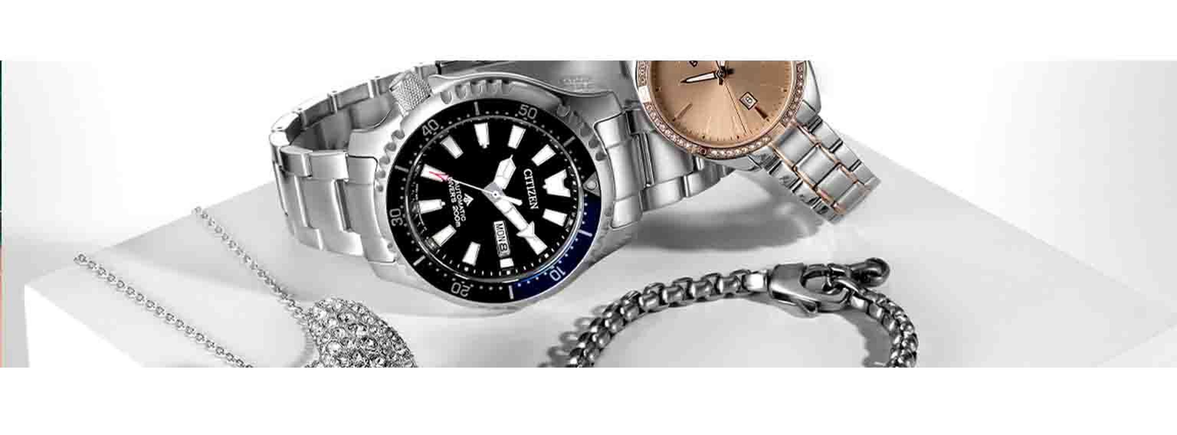silver watches and jewellery