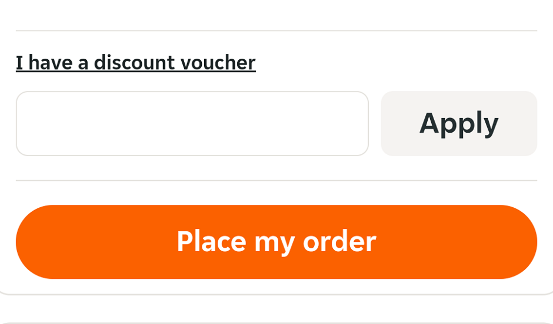  A screenshot of the 'I have a discount voucher' box on the Just Eat app showing users where to enter their discount code. 