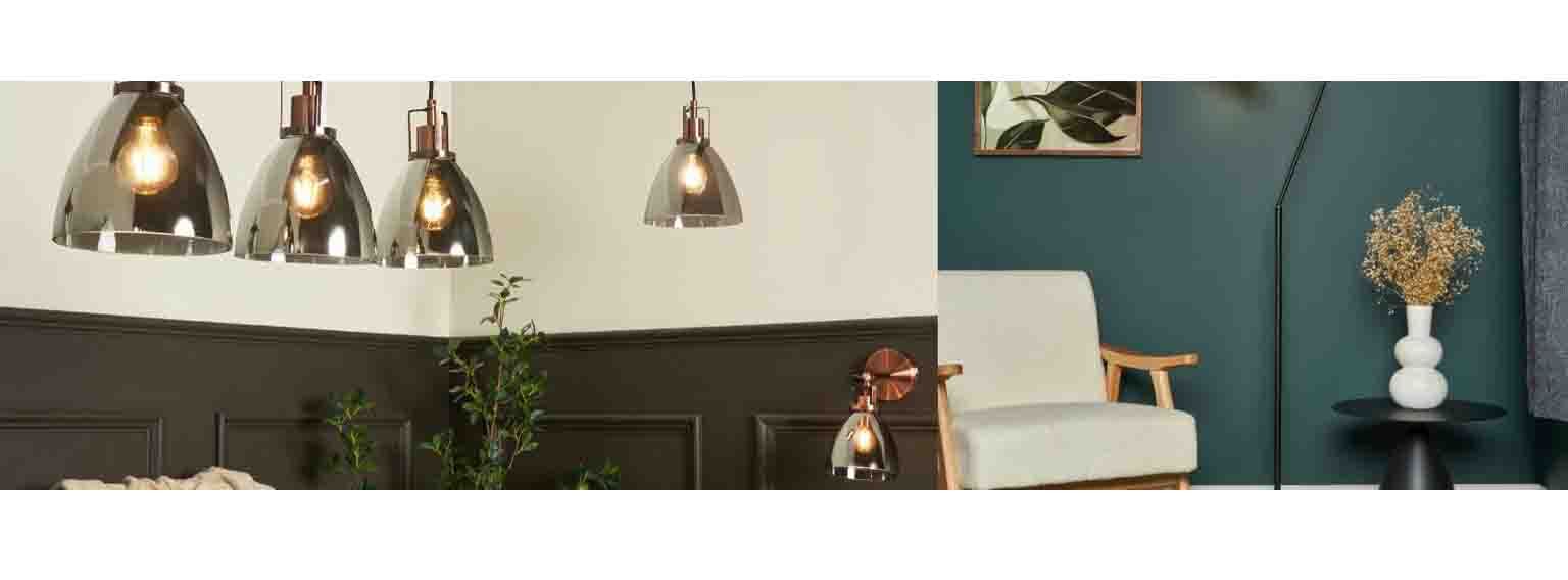  close up shot of hanging lamps and a chair  