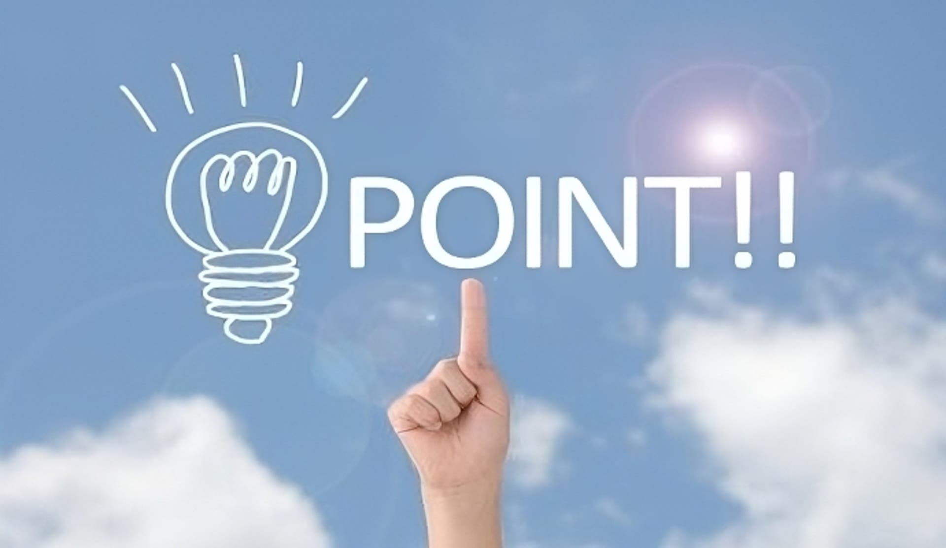  Finger pointing to the word point with a sketch lightbulb 