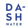 the dash water logo in blue on a white background