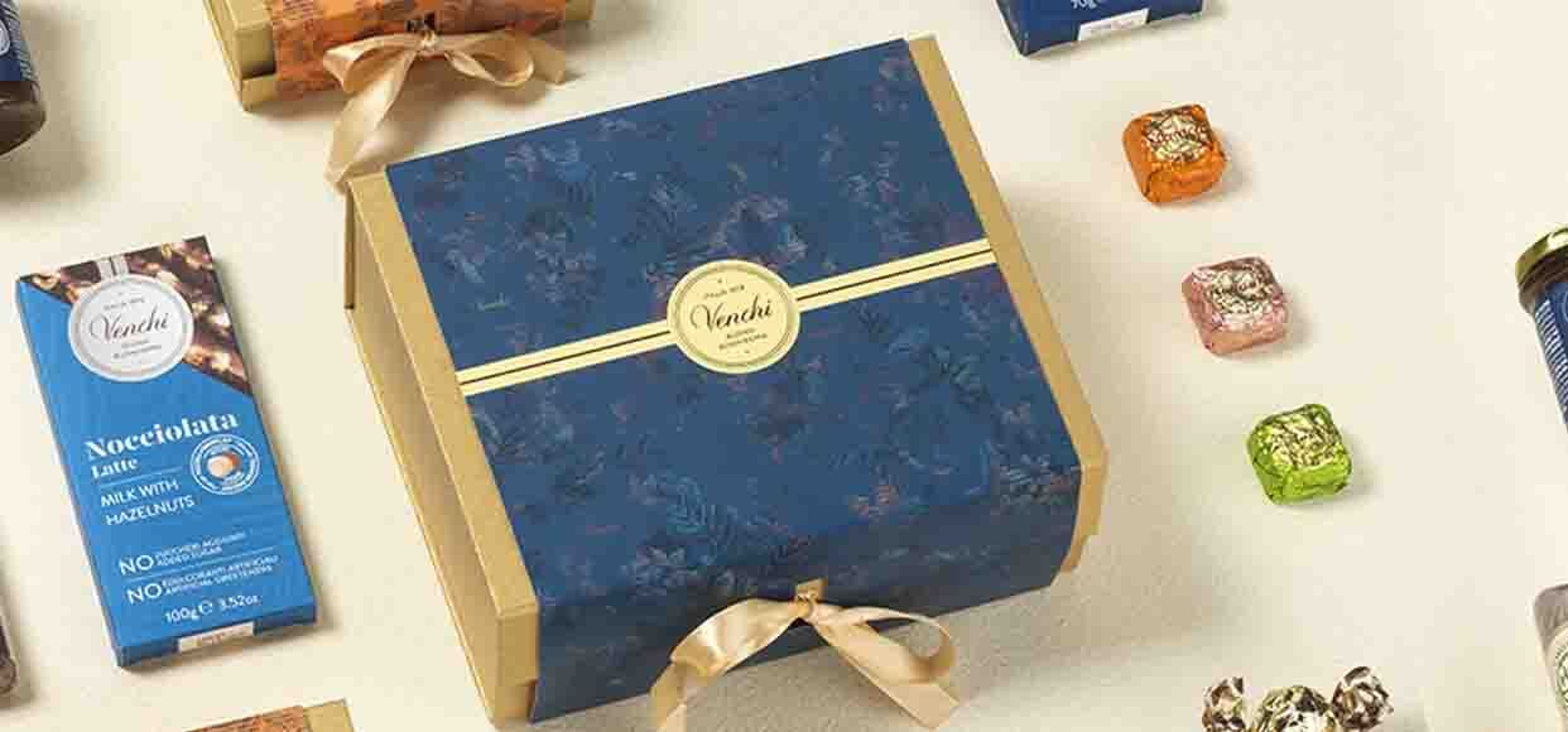 Venchi box with smaller sweets
