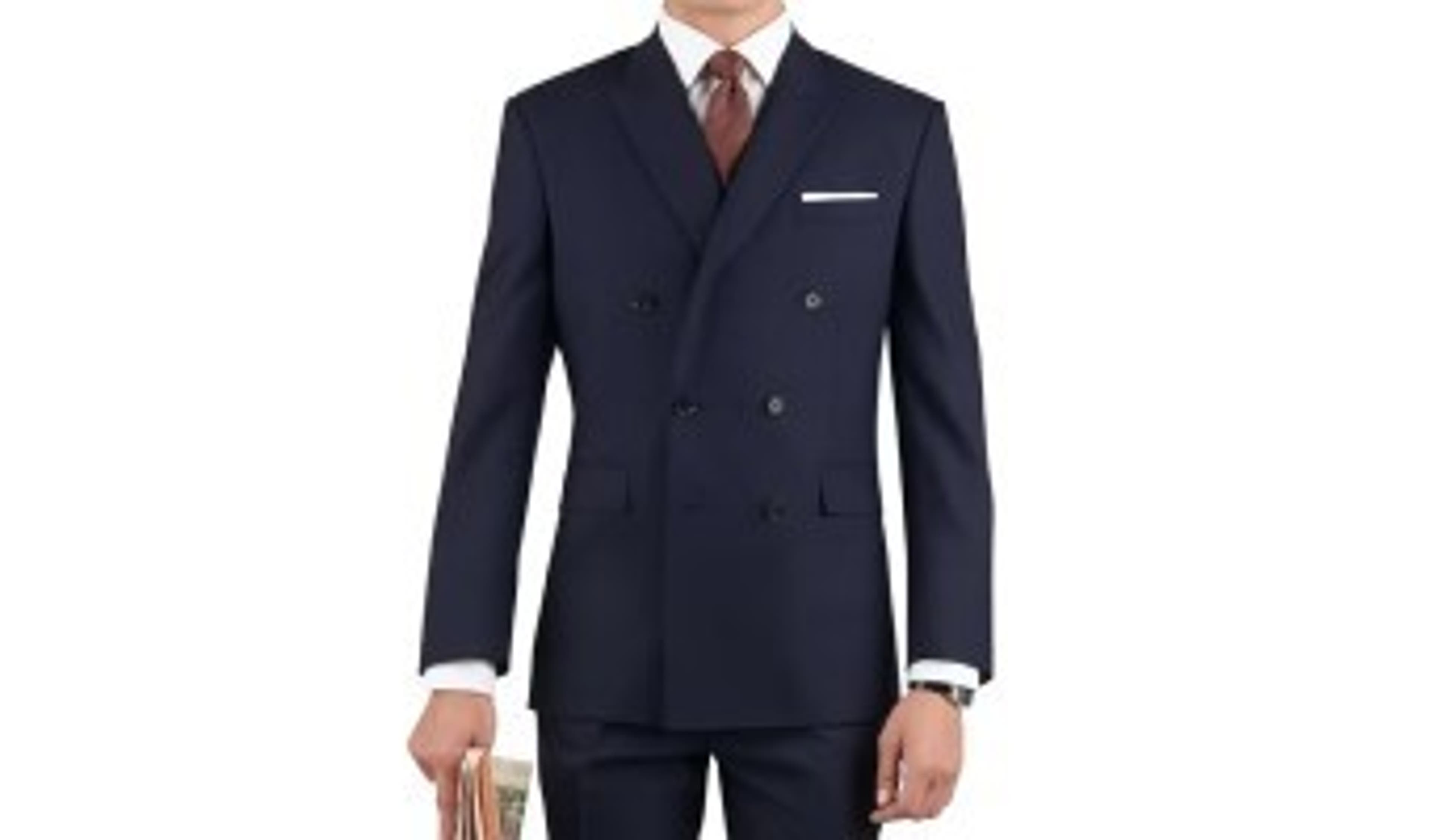  TM Lewin Fitzrovia Barberis Slim Fit Double-Breasted Navy Suit Jacket 