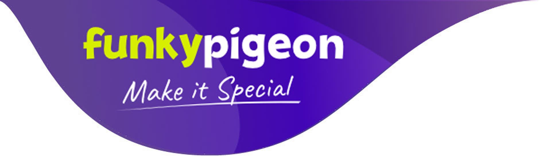  Funky Pigeon logo with the catchphrase make it special 