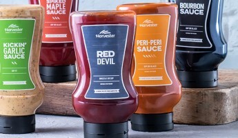 Harvester Red Devil sauce, Peri Peri sauce, Bourbon sauce, Spiked Maple sauce and Kickin' Garlic sauce