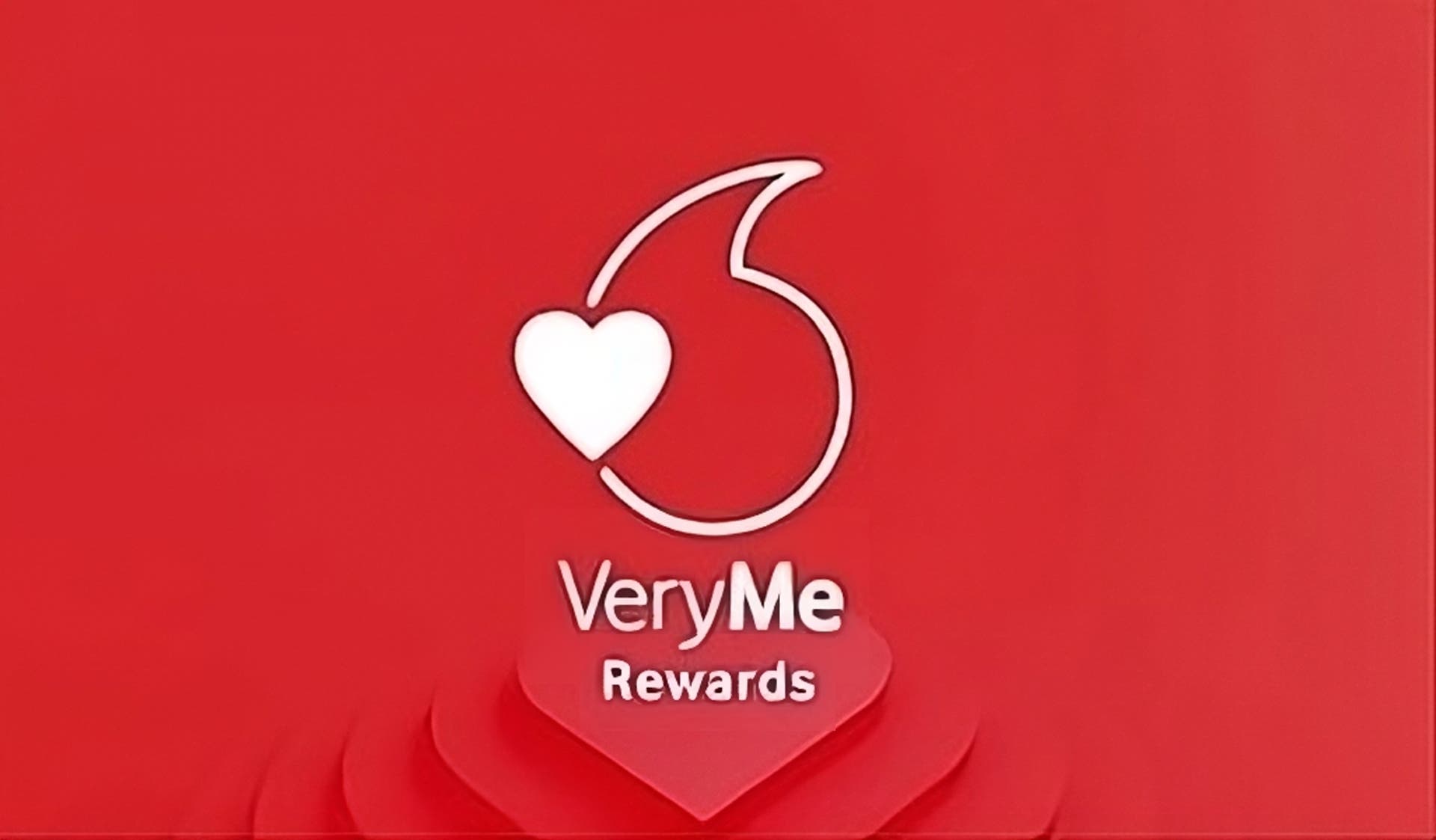  The Vodafone Logo with text that reads "VeryMe Rewards" 