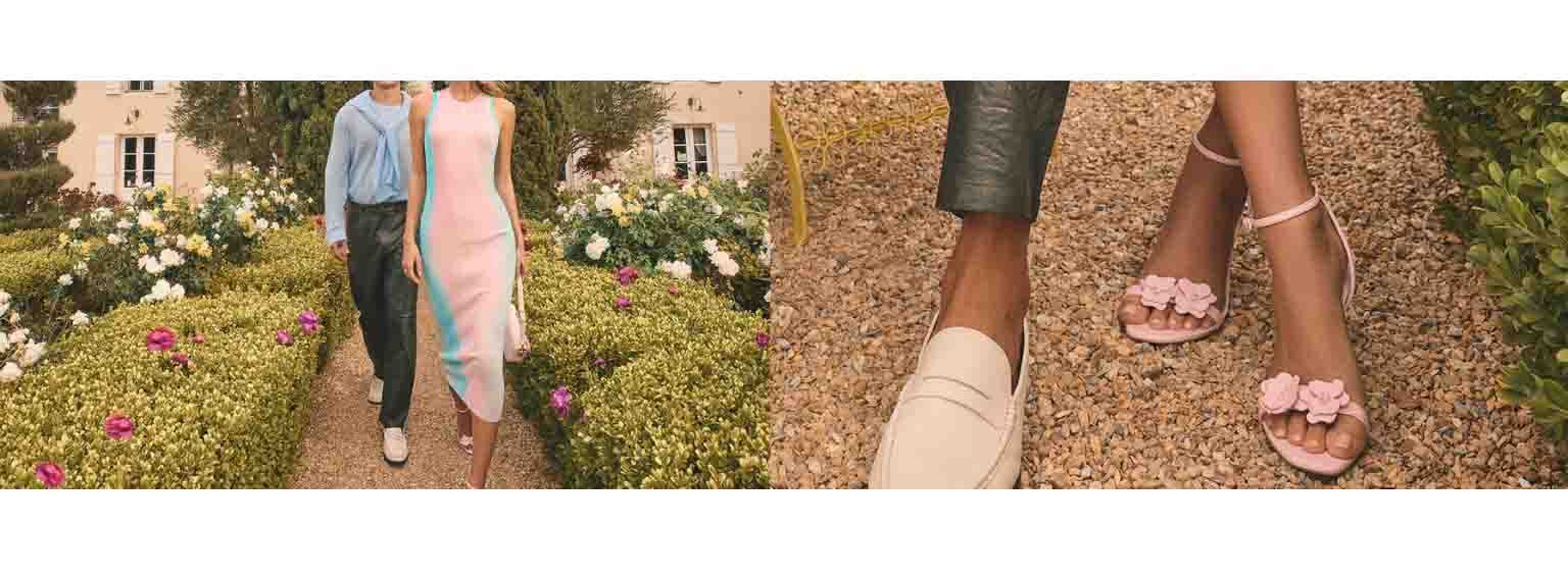 two models posing in garden