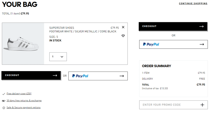 adidas delivery code