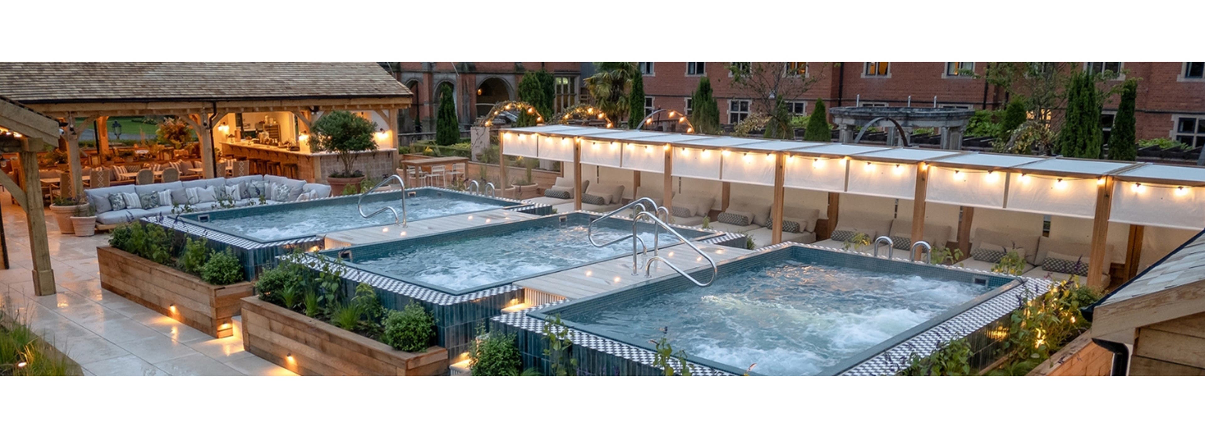 Image of the hotel with three pools and a beautiful view