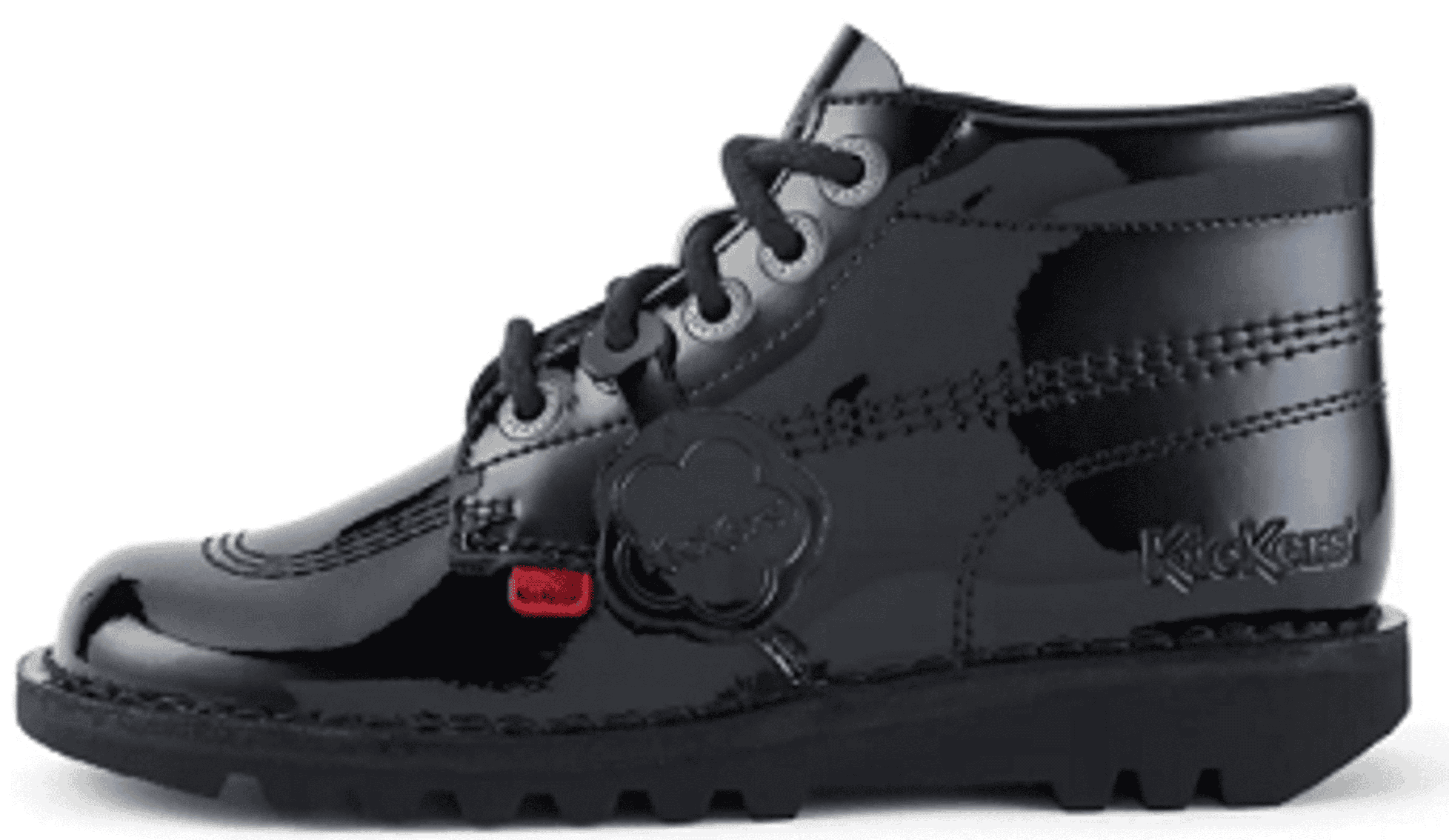 The Kick Hi Teen school shoe in black available at Kickers 