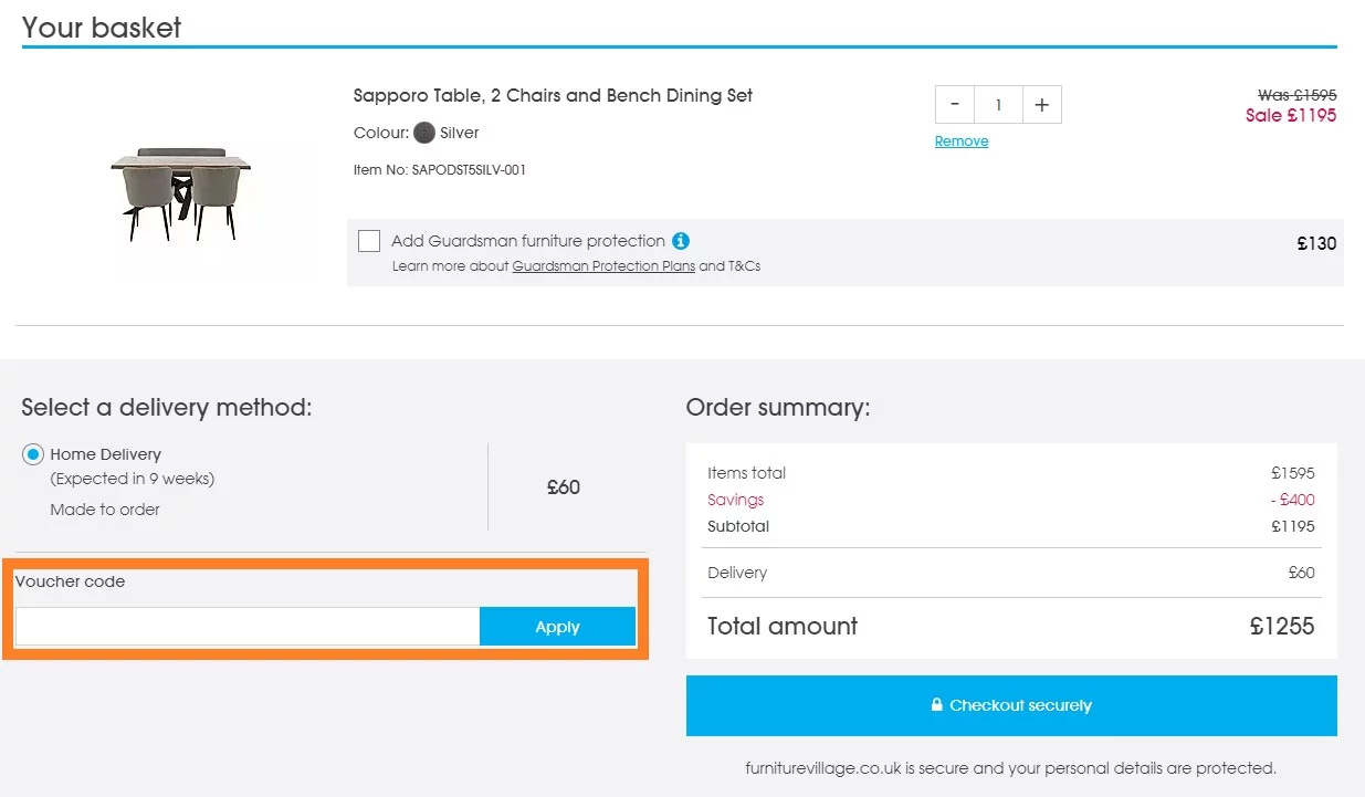 Furniture Village discount code