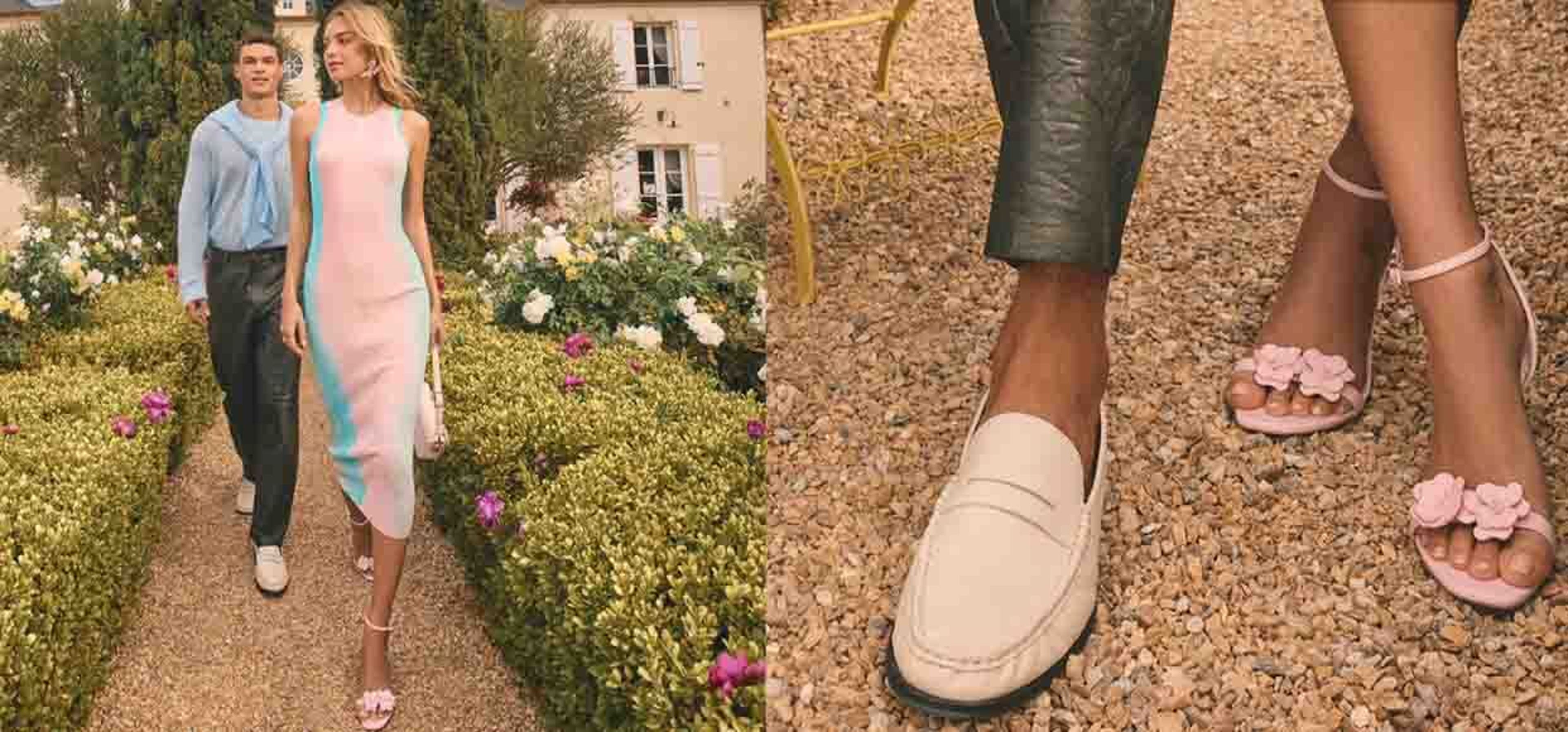 two models posing in garden