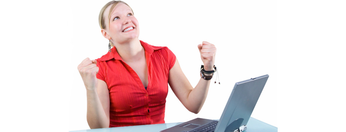 Woman Winning an Online Competition