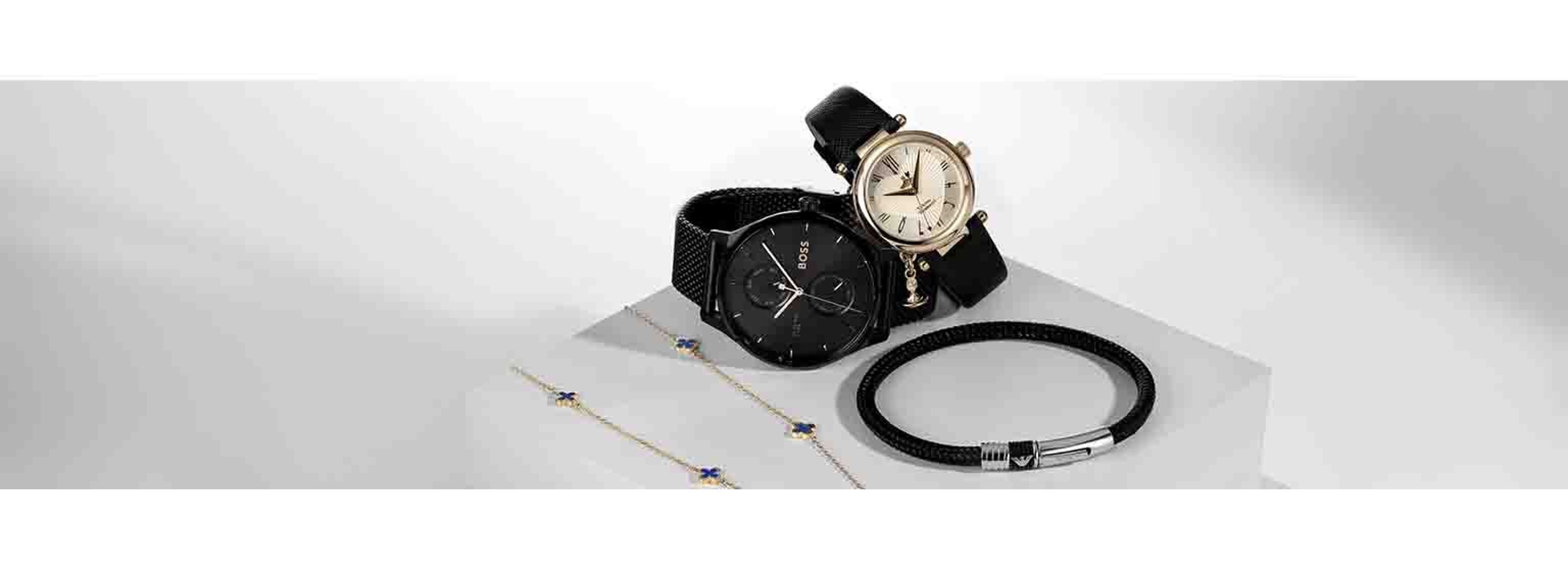 black watches and jewellery