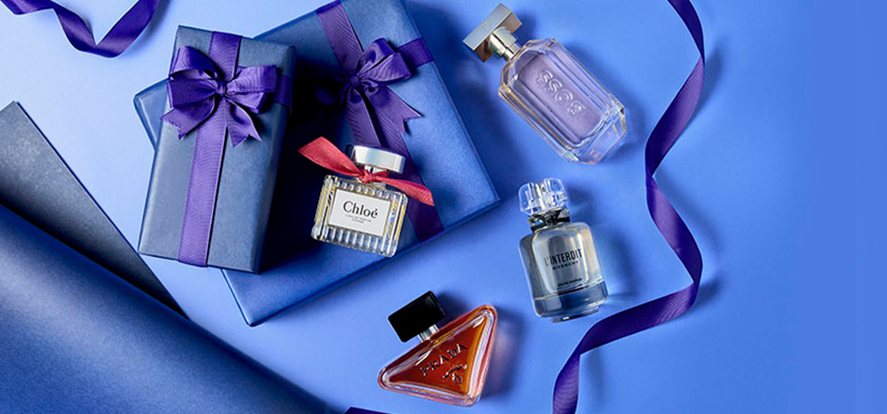  a collection of perfumes on presents 