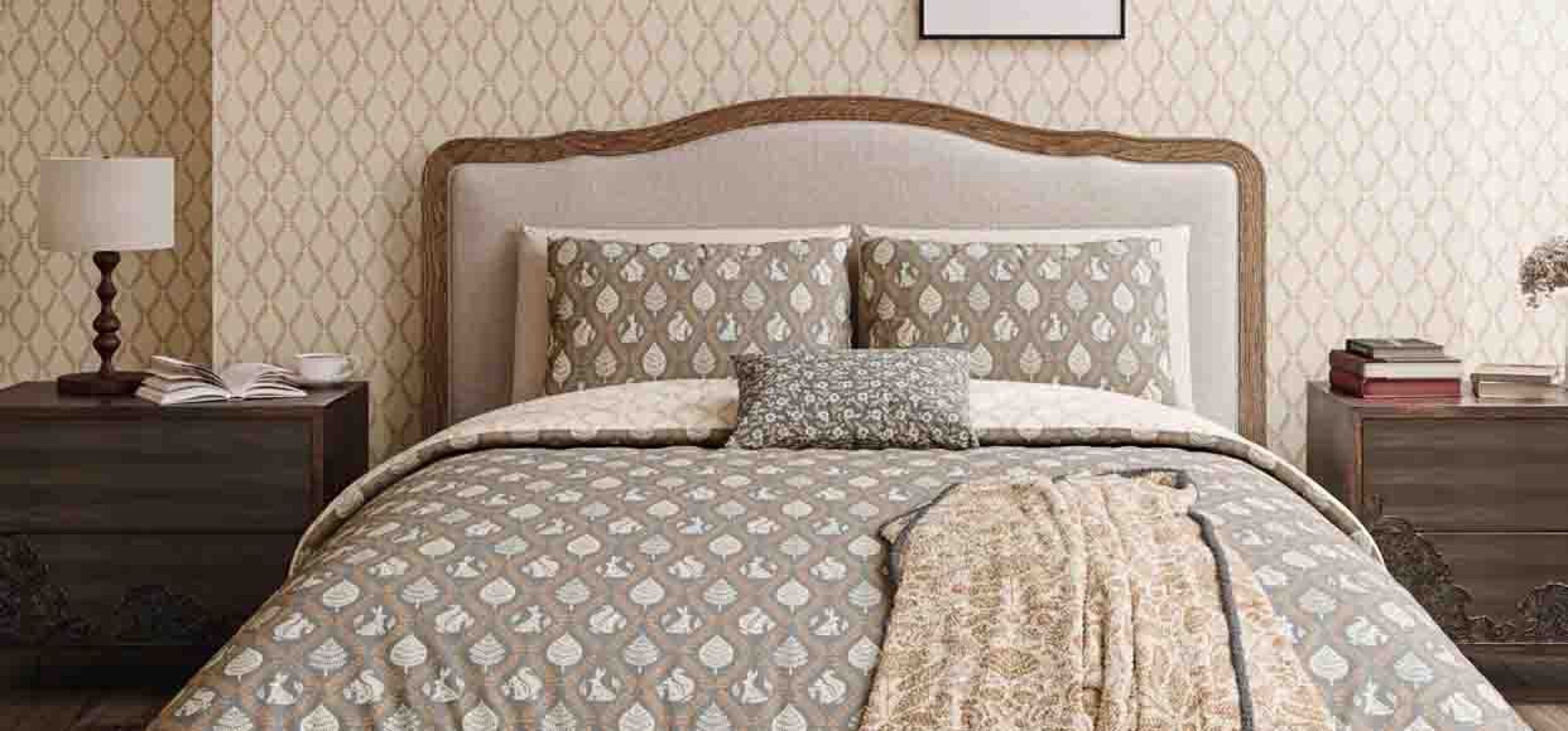 double bed with bedding