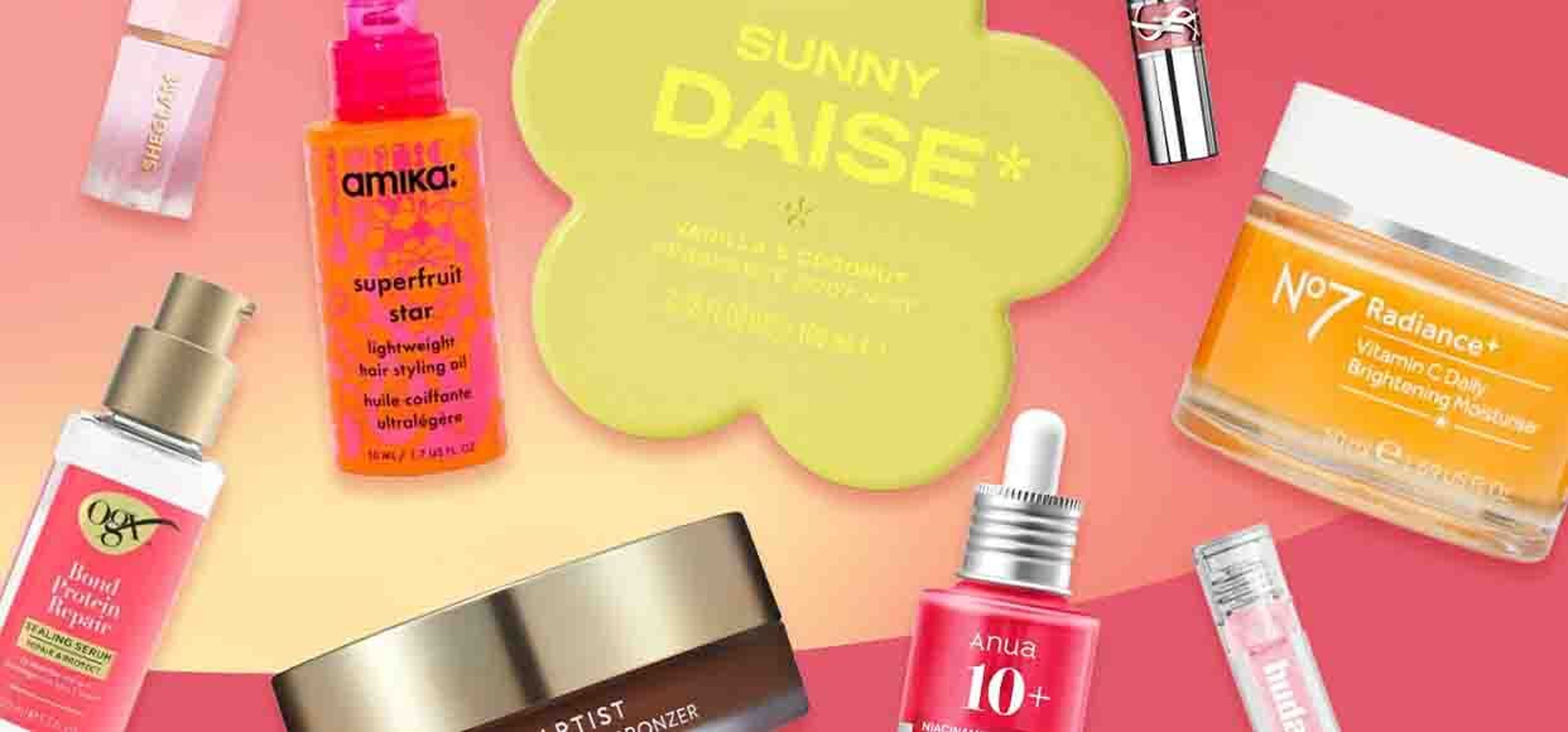 collection of perfumes and beauty products