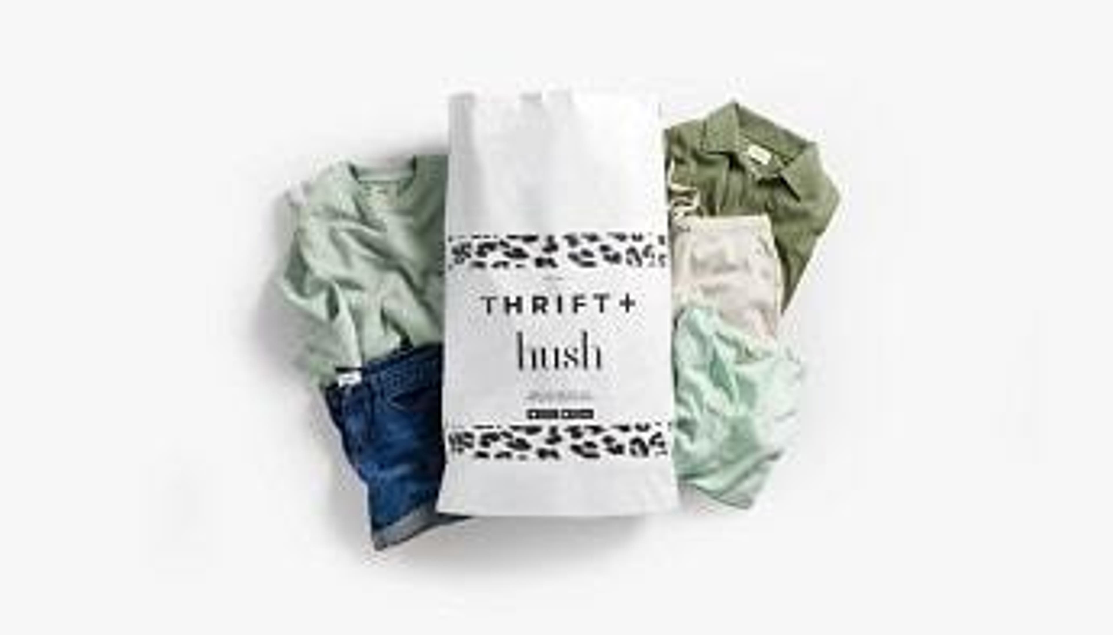  Hush clothing with a Thrift+ donation bag 