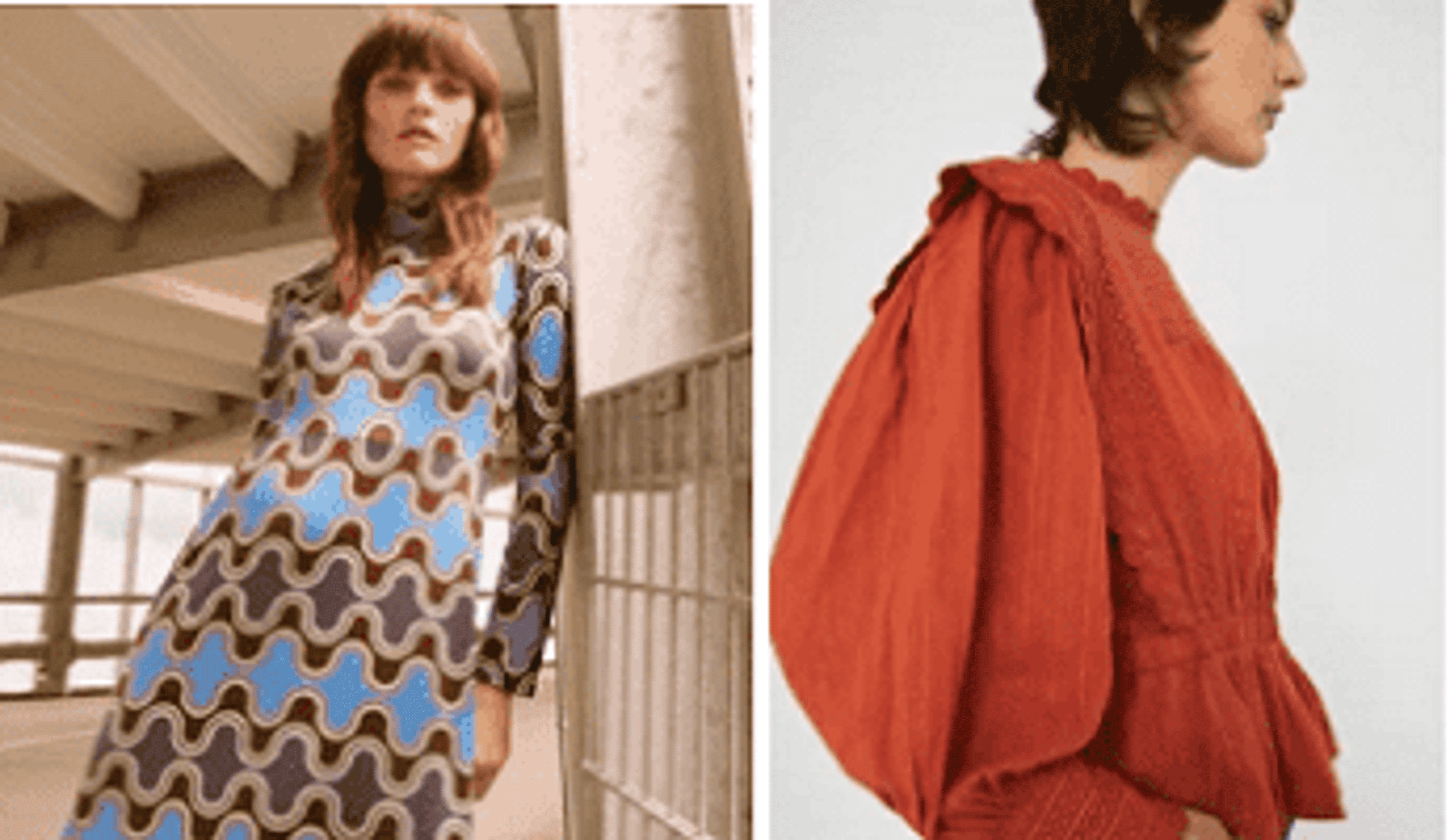  A Warehouse dress and blouse in autumnal colours 