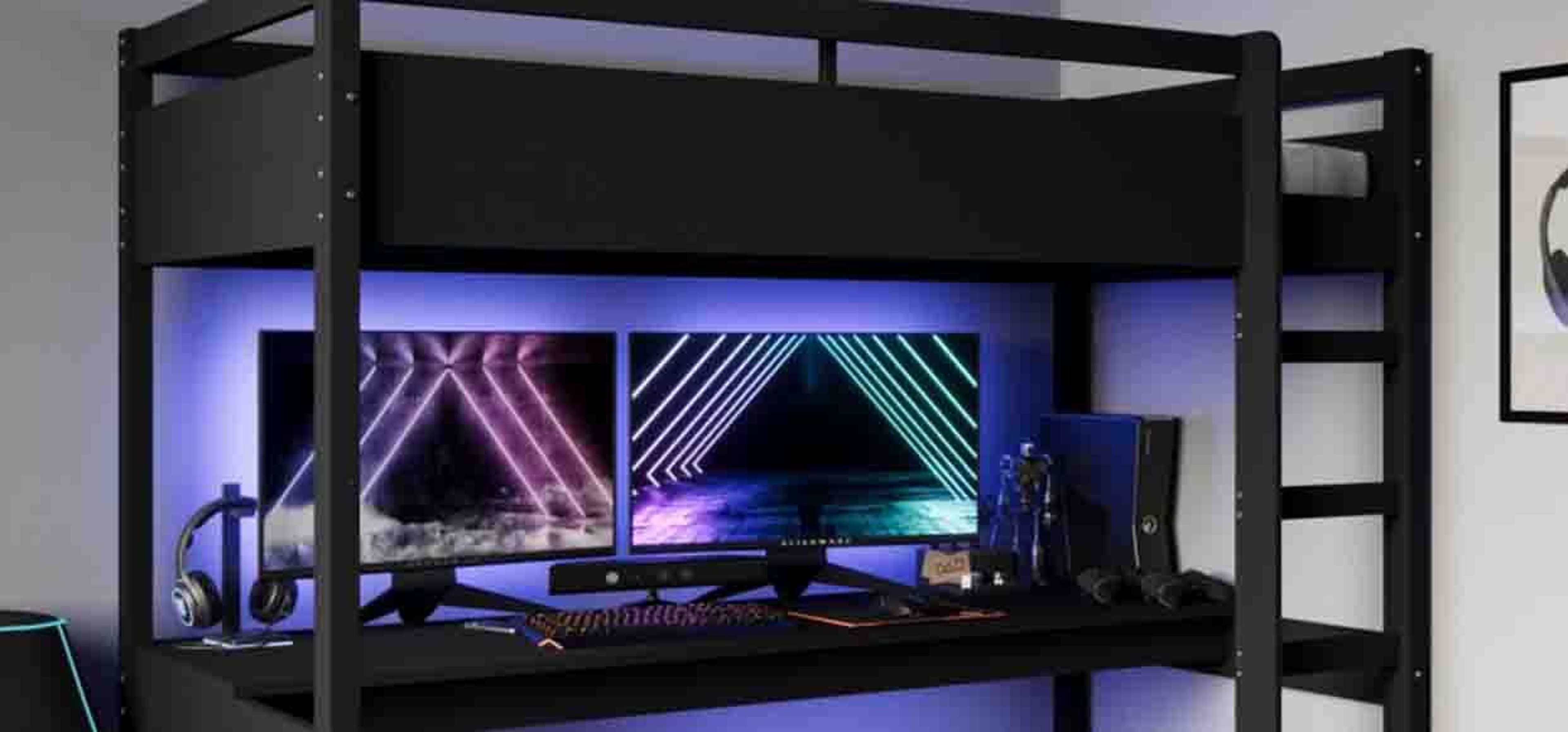 kids bedroom with high sleeper and playstation themed room