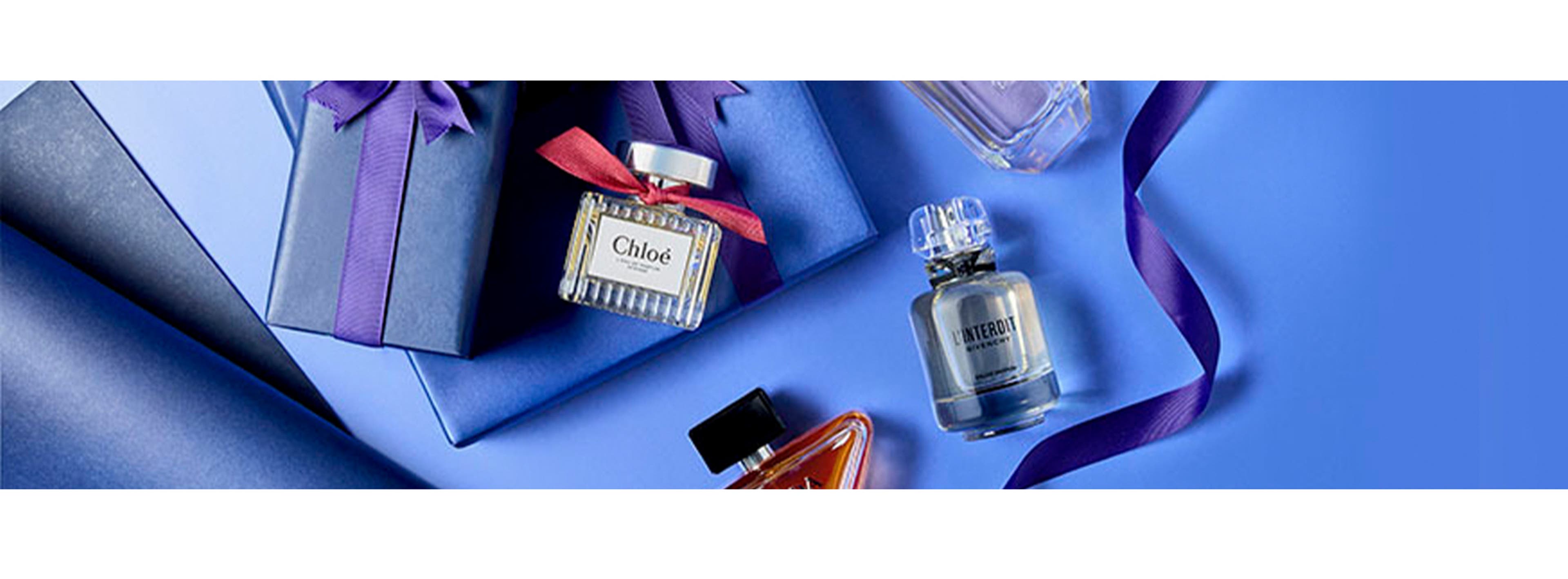 a collection of perfumes on presents