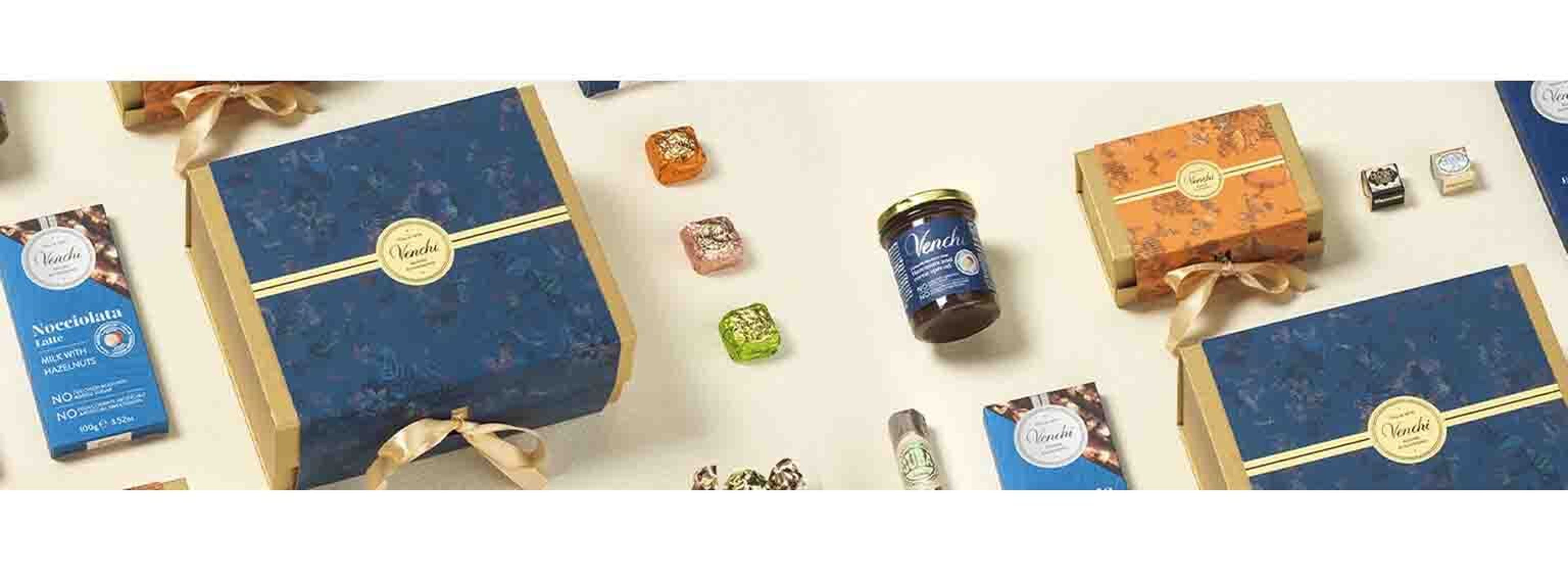 Venchi box with smaller sweets